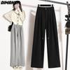Dimanaf 2024 Большие размеры Длинные брюки Женские эластичные свободные однотонные хлопковые свободные повседневные женские базовые брюки
