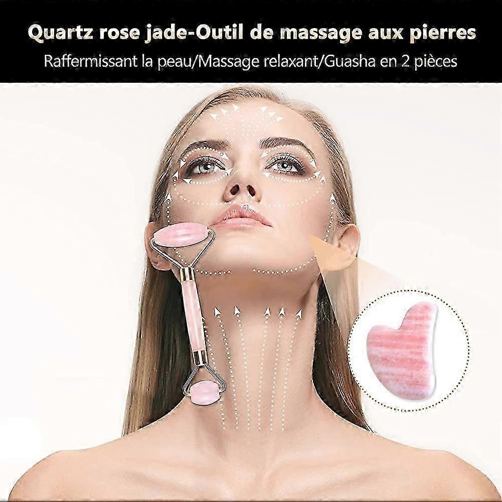 Jade Roller Gua-Sha Face Gua Sha Rose Quartz Facial Jade Massager Jade Stone