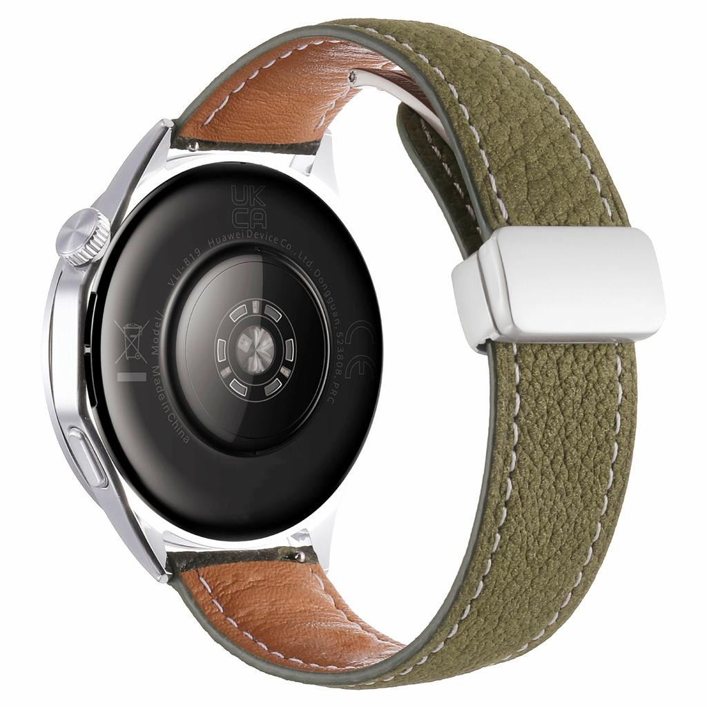 22-мм Магнитный Застежка Ремешок для Часов Huawei Watch GT 6/5/5 Pro/4 46мм Масляная Вощеная Текстура Личи Натуральная Кожаный Ремешок