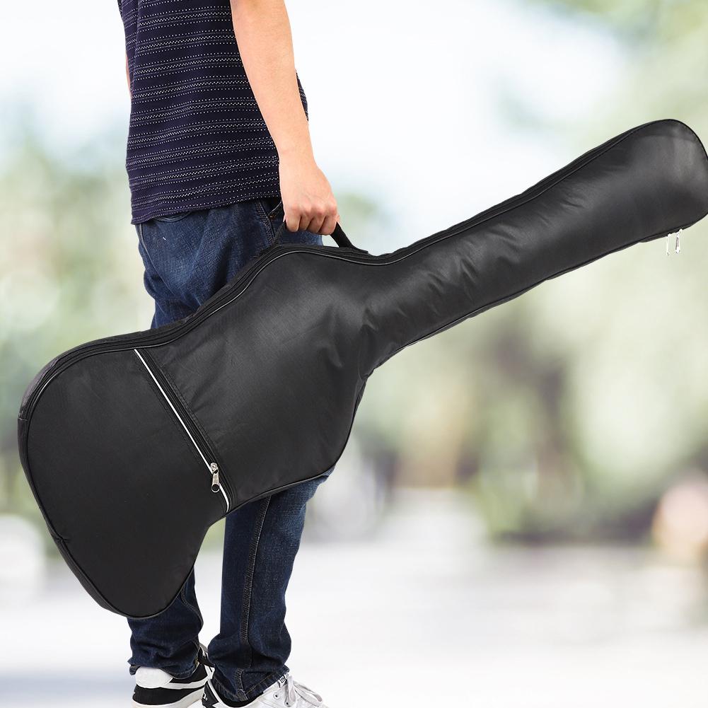 Oxford Cloth Padded Electric Bass Bag Double Straps Waterproof Black