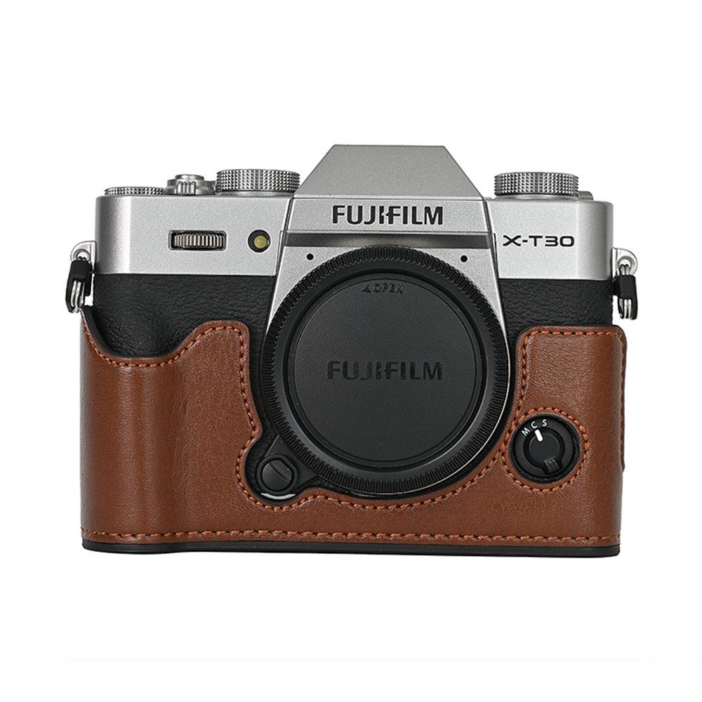 Сумка для камеры XT30 Чехол на половину корпуса из ПУ кожи для Fujifilm XT30 Fuji X-T30 XT30II XT10 XT20 Открывающийся отсек для батареи Нижняя крышка
