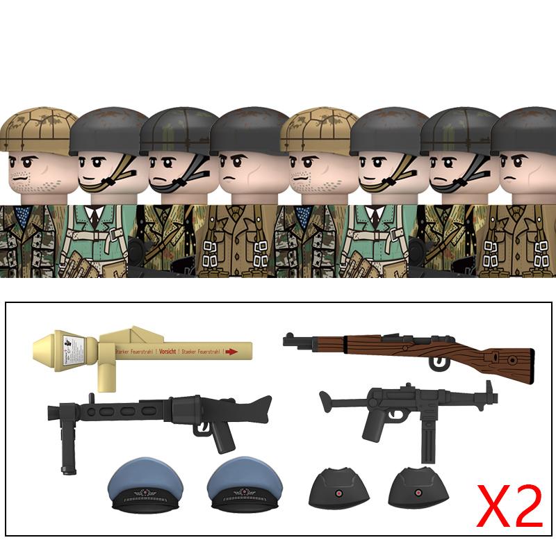 Нетоксичные Военные Вторая Мировая Война Немецкий Флот Бронетанковые Войска Строительные Блоки США 101-я Великобритания Советский Союз Солдаты Пехота Оружие Кубики Игрушки Дети