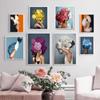 Abstract Flowers Feathers Woman Canvas Painting Wall Art Sexy Nude Women Print Poster Picture For Living Room Home Decoration
