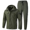 Men's Solid Color Waterproof Set Snow Warmer Thickened Set Plus Size Sports Suit Jacket + Pants 2-piece Set