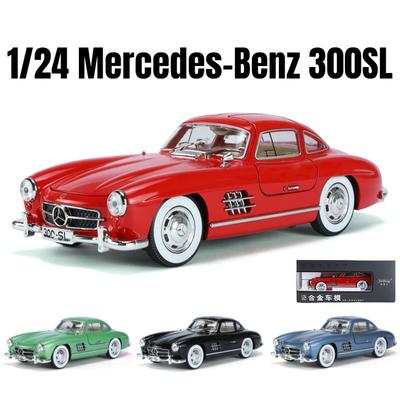 1/24 Benz 300SL винтажная литая игрушечная модель автомобиля со звуком и светом, классическая коллекция, подарок для мальчика