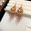 Богемные серьги-крючки с кристаллами в виде капель воды, бусинами «рис», бахромой, в ретро-этническом стиле, модные серьги для отпуска