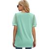 GMXIA Summer Women's T-shirt Solid Color V-neck Simple Mesh Puffed Sleeves