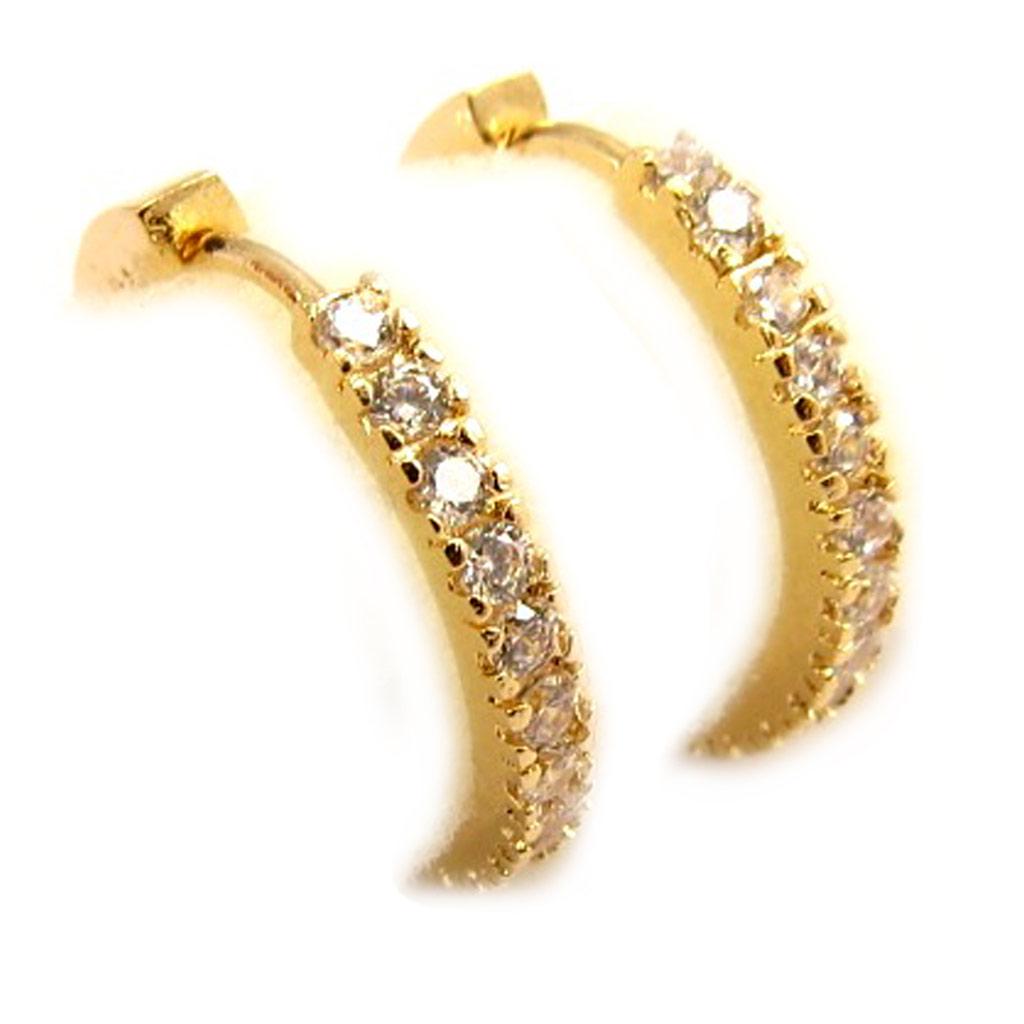 Les Trésors De Lily [L4565] - Позолоченные серьги-кольца Cristal Plénitude, золотисто-белые - 20x3 мм