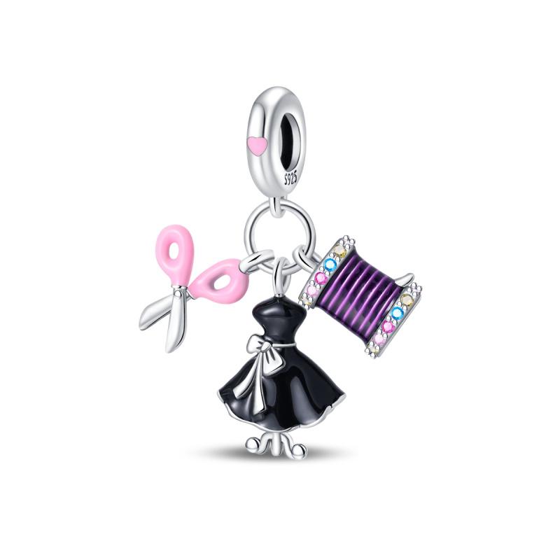 Серебряная сумка 925 пробы, камера, туфли, подходит для браслетов, женская мода, подарки для изготовления украшений своими руками