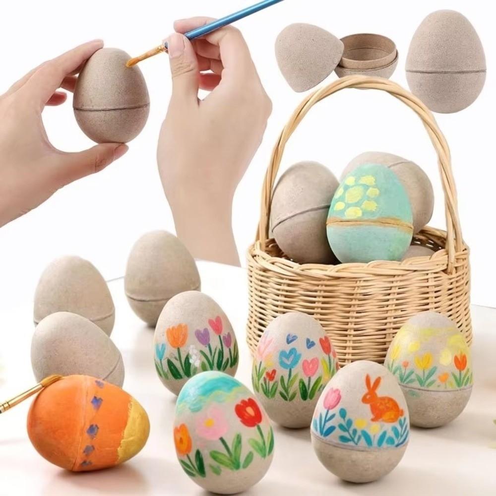 Adorable Easter Paper Eggs Unpainted Craft Paper Pulp Egg DIY Easter Eggs  Kids Handmade Toys