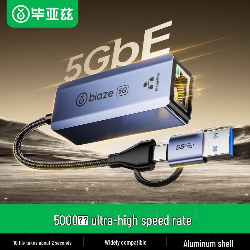 BIAZE USB/Type-C 5G Gigabit Ethernet Adapter