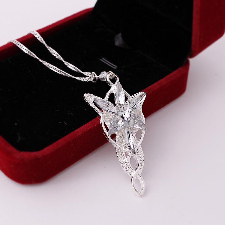 Lord of the Rings Elf Princess Aragorn Arwen Silver Evenstar Pendant Necklace