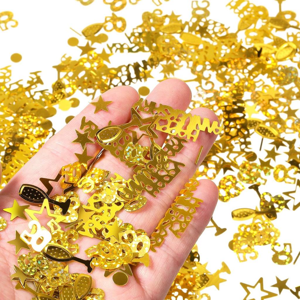 WILLBOND 3000 Pcs Gold 50th Anniversary Confetti Glitter Confetti Table Scatter Decorations for 50th Anniversary Wedding Birthday Party Decoration
