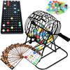 Queensell Adult Bingo Game - Best Board Game with Metal Cage, Ball Set and Cards - Family Game for Adults