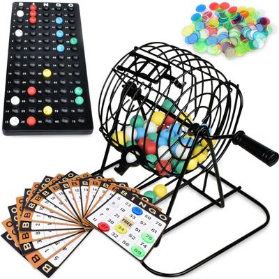 Игра Queensell Adult Bingo — лучшая настольная игра с металлической клеткой, набором мячей и картами — семейная игра для взрослых