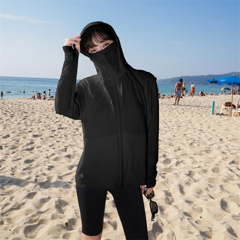 wenhouu outdoor sun-protective shirt for women, detachable black rubber-brimmed sun-protective jacket for men, cooling sun-protective top