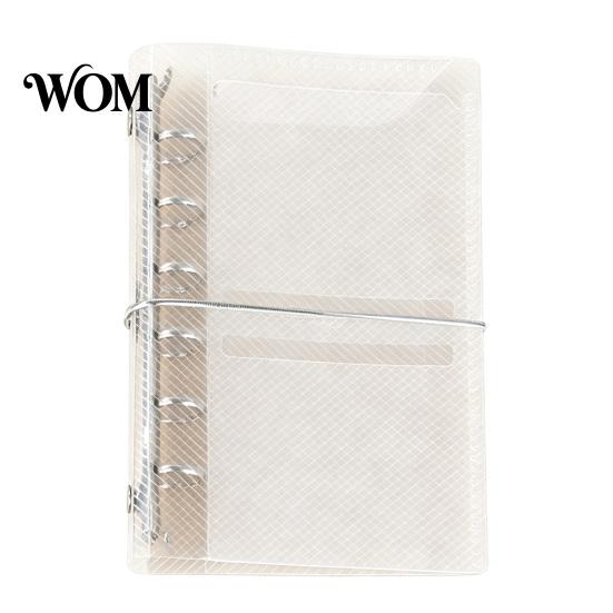 School Trifold Binder A6 A7 M5 Binder, 5/6-Rings Transparent Refillable Loose Leaf Pocket Folder, Planner Budget Notebook Cover for School,