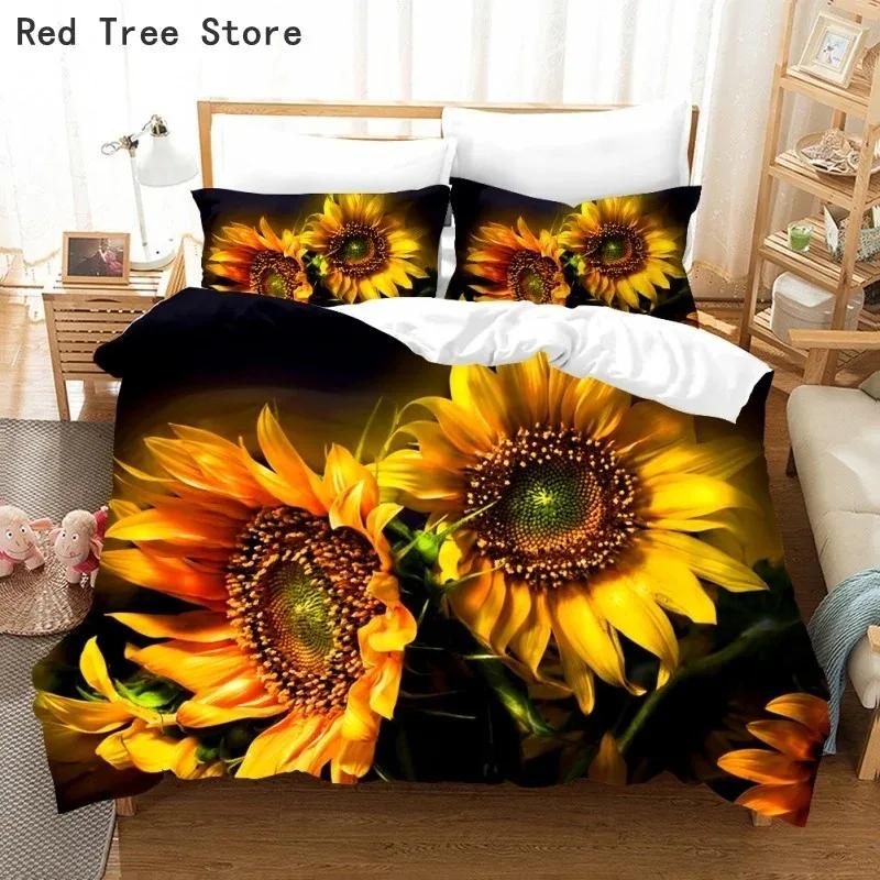 Orange Sunflower Supplies Set Duvet Cover Set Bedding Sets For Adults Bed With Pillowcases No Filling Luxury Birthday Gifts