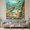 Sea Turtle and Colorful Reef Scene Patterned Tapestry Decorative Wall Hanging, Home Bedroom Living Room Decor
