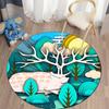 Floor Mat Living Room Rug Children's Crawling Play Area Mat Anime Carpet Door Mat Forest Fawn Round Rug