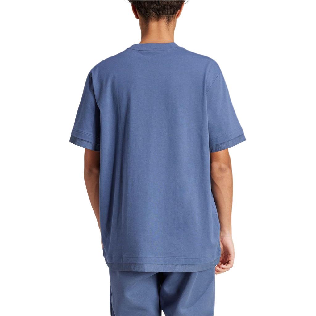 Adidas T Shirts Men's Gray Blue Crew Neck Moderate Straight Fit IR5176