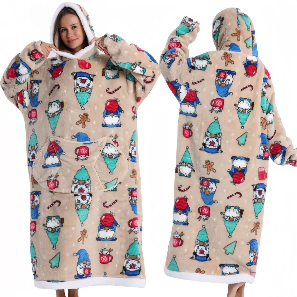 Autumn and Winter Sports and Leisure Warm TV Blanket Senior Women's Plush Comfortable Soft Bathrobe Warm Fluffy Robe