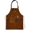 Leather Grill Work Apron with Tool Pockets ~ Adjustable Up To XXL for Men & Women ~ Leather Tool Apron