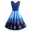 Big swing dress hot sale v-neck sleeveless gradual change printed tutu