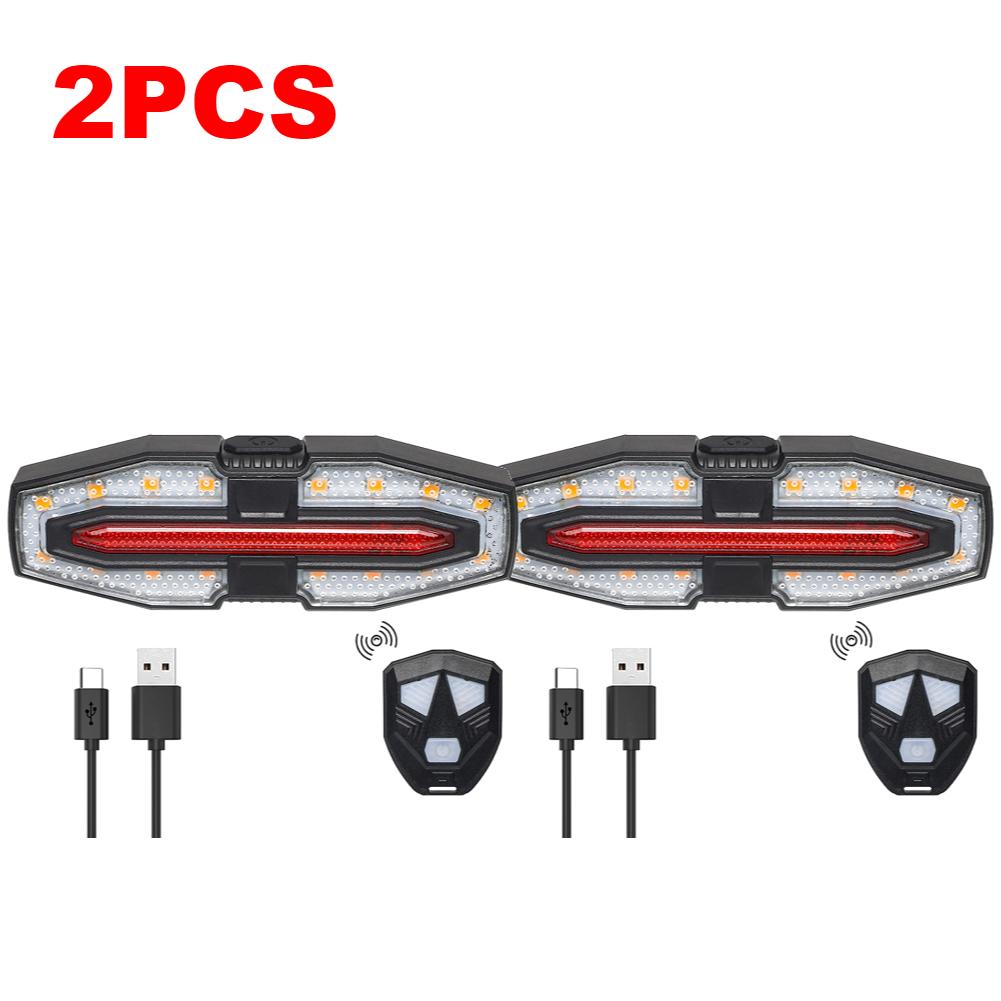 1-6PCS Bicycle Rear Light with Turn Signals Rechargeable Remote Control Bicycle Taillight Warning Rear Light For Safety Cycling