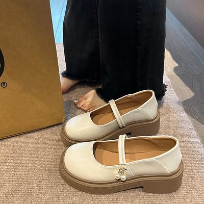 Модные Горячие Продажи 2025 Новые Туфли Мэри Джейн Женские Британский Стиль Круглый Носок Толстая Подошва Летние С Низким Вырезом Одинарные Туфли Удобные