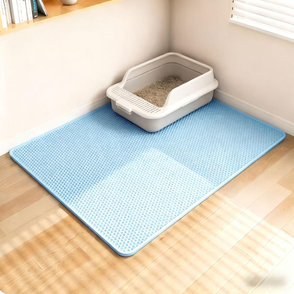 Двухслойный коврик для кошачьего туалета из ЭВА: Предотвращает отслеживание, Эффективный контроль песка, Водонепроницаемый, Нескользящий.