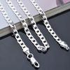 925 Silver 6mm 8mm Flat Necklace Chain For Men Wedding Jewelry Gifts