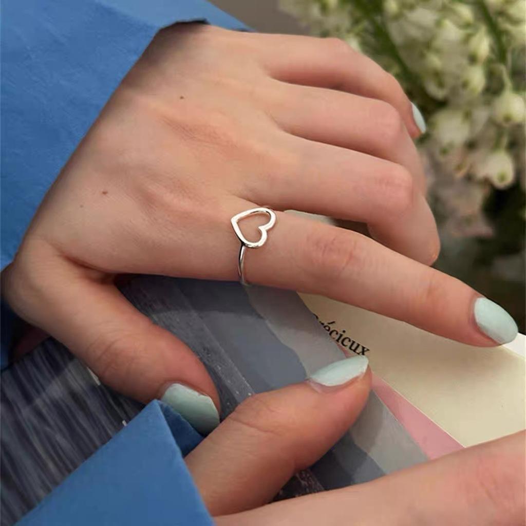 Korean Version Plain Ring Irregular 925 Sterling Silver Versatile Ring Women's Niche Ins Style Design Non-fading Combination Ring