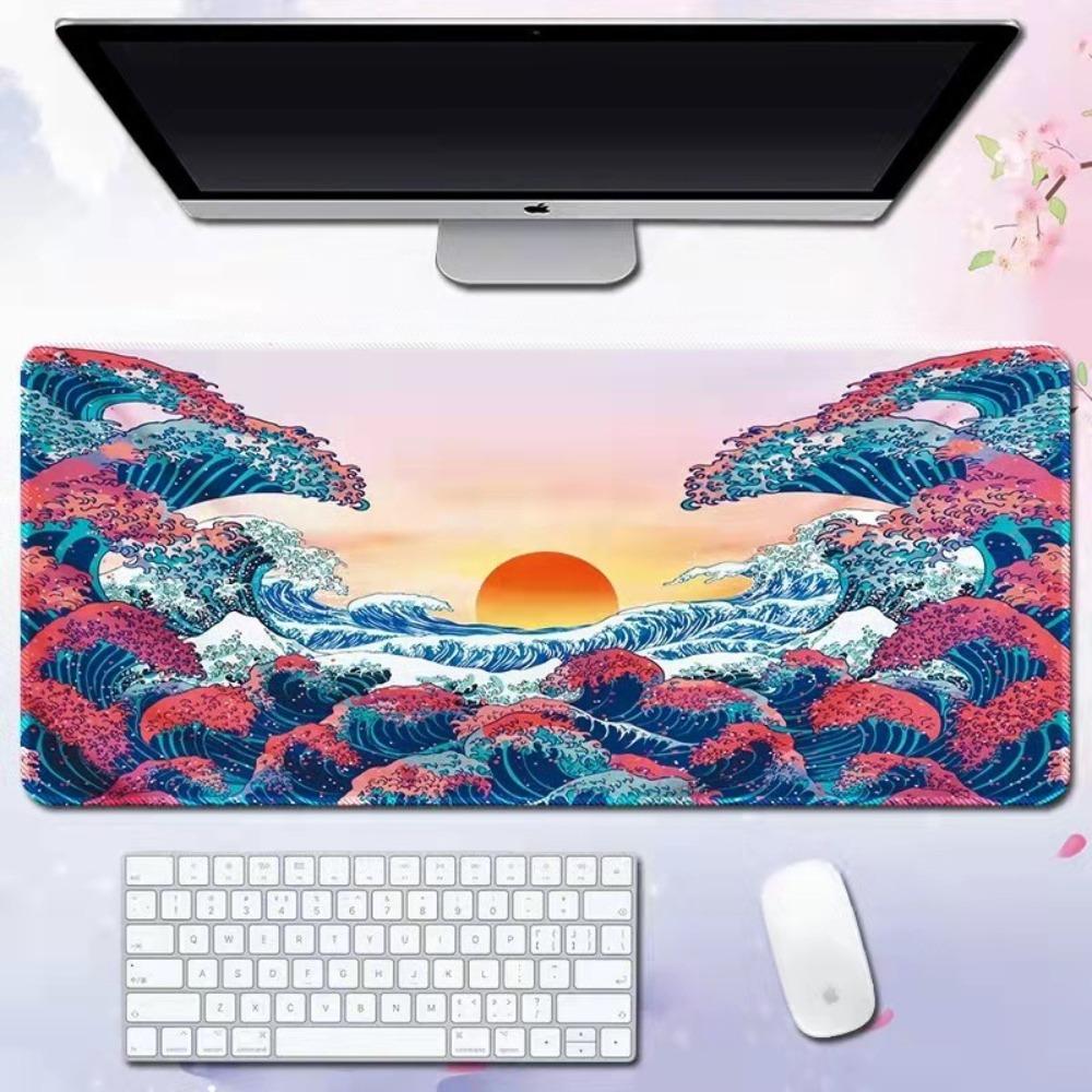 31.5''X11.8'' Large Mouse Pad Sea Wave Design Desk Pad Home Office Accessories Computer Mat