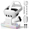 Charging Base for Meta Quest 3 VR, Wireless Charging Stand with RGB Lights, Charging Base, 2 Rechargeable Batteries for Oculus/Meat Quest 3