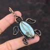 Ларимар, кулон с драгоценным камнем, медная проволока, кулон, ювелирные изделия в виде черепахи, кулон ручной работы, ларимар, медные украшения, свадебный подарок, новый кулон