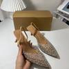 New Transparent PVC Pearl Rhinestone Hot Strip Pointed High-heeled Sandals for Women