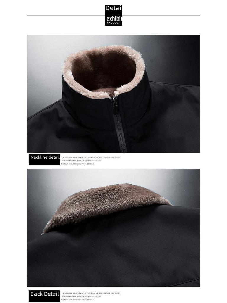 Зимняя мужская куртка: Мягкая овечья шерсть, утолщенный пух, теплая хлопковая подкладка, идеально подходит для пап среднего и пожилого возраста.