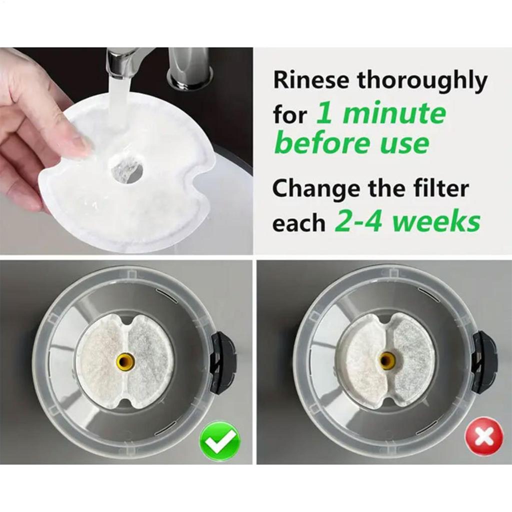 Replacement Filter For Cat Water Drinking Fountain Replaced Filters For Pet Round Fountain Dispenser Multi-Filtration System