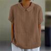 Loose Collar Shirt, Women's Short Sleeved Pure Cotton Top