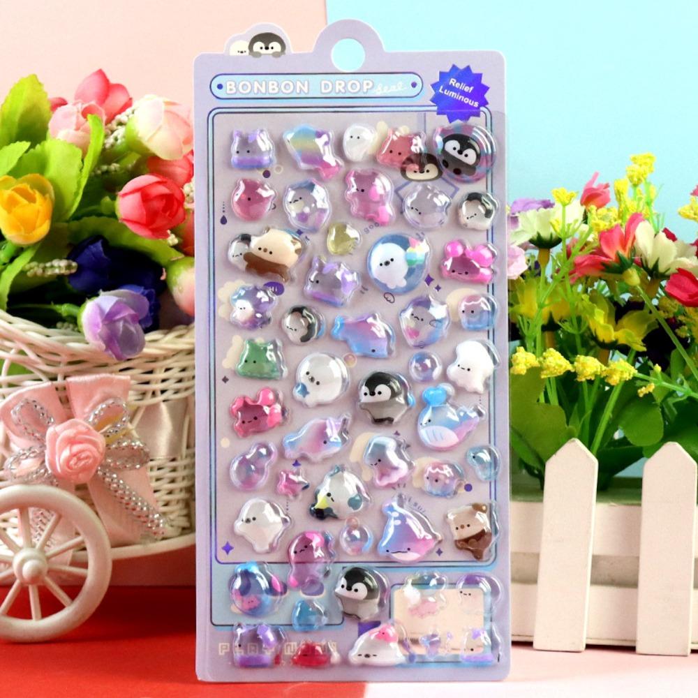 DIY Animal Sticker Waterproof Crystal Stickers Funny Stationery Sticker  Mobile Phone Decoration