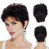 Women Short Curly Wig with Bangs Natural Heat Resistant High Temperature Fiber Ladies Bobo Black Brown Synthetic Hair