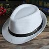 Men's Fashion Woven Straw Sunshade Hats Casual Buckle Beach Sun Wedding Black with Belt Head Accessories Gifts Decor