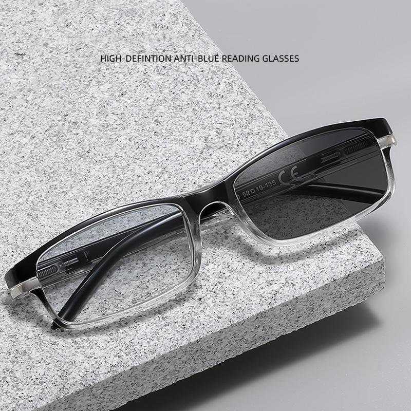 Small Rectangle Frame Pochromic Reading Glasses Gradient HD Lenses Anti-blue Light UV Protection Presbyopia Glasses To +4.0