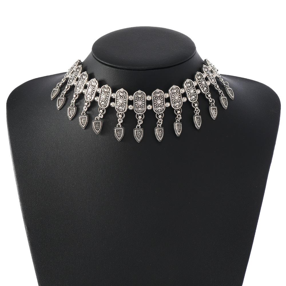 Ретро-цепочка для воротника со стразами в стиле бохо, ожерелье в этническом стиле, модные аксессуары для банкетного платья