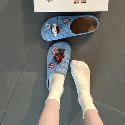 Мультяшная модная милая плетеная сумка с прорезями, тапочки для головы, женские летние ретро универсальные домашние дышащие на плоской подошве, крутые тапочки