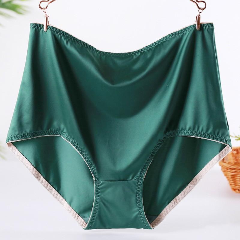 Женские атласные трусики большого размера, дышащие удобные трусы, женские приятные для кожи трусы с высокой талией