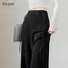 Ta Chi New Chinese Style Wide-Leg Casual Pants with Frog Buttons