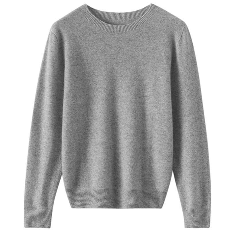 Women's Seamless Cashmere Round Neck Pullover - Loose Fit Casual Knitwear Base Layer for Autumn & Winter
