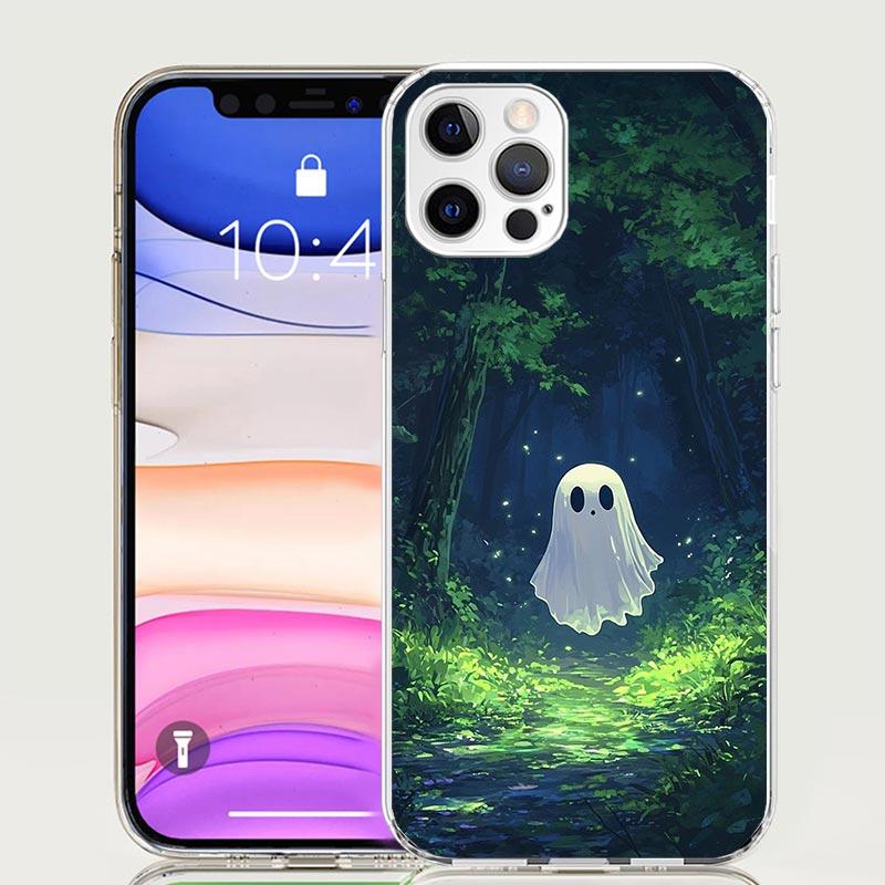 Милый чехол для телефона с привидением на Хэллоуин для iPhone 17 Air 16 15 Plus 11 14 Pro Max 13 Mini 12 7 8 + SE Художественный узор Индивидуальная крышка 17 A
